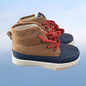 OSHKOSH B'gosh Lace Up Duck Boot Navy Blue/Brown Sneaker Size 8 Kids